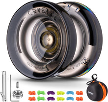 MAGICYOYO Dual Purpose Yoyo for Kids Beginner, Responsive Yoyo K2 Crystal Black, Trick Yoyo Professional Ball with Unresponsive Bearing + Bearing Remover + Axle + Axle Tool + Bag + 12 Yoyo Strings