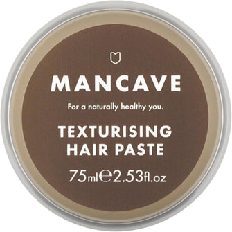 ManCave Texturising Hair Paste 75ml for Men, Natural looking Texture and Definition with Panthenol, Arginine, Caffeine, Flexible and Reworkable hold, Natural Formulation, Vegan Friendly