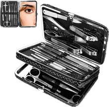 Manicure Set, CestMall 21pcs Nail Clippers Pedicure Kit Stainless Steel Professional Manicure Kit for Men Women Nail Care Tools Personal Home Travel Grooming Kits with Leather Case (Black)