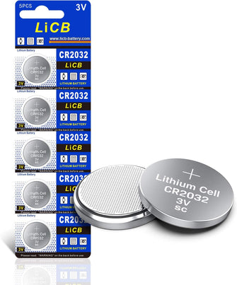 LiCB CR2032 Battery 3V Lithium 5PCS (CR 2032 / Batteries CR2032 / DL2032 / ECR2032/) for Computer motherboards,Remotes,LED lights,Glucometers,Toys,Car key,Scales.