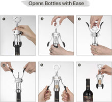 Corkscrew Bottle Opener, Beneno Premium Corkscrews Wine Bottle Opener with Multifunctional Corks and Caps Bottle Opener, Silver