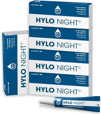 HYLO Night - 5 Pack - Preservative and Phosphate Free Eye Ointment - Soothes Dry Eyes at Night While Sleeping - 5x5g