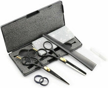 Haryali London Black Hairdressers Professional 6 Inch Hairdressing Barber Scissors Set Texturing Thinning Hair Cutting Shears With Adjustable Screw Comes in Presentation Case