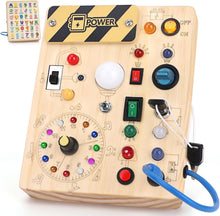 Konijiwa Toddler Toys Montessori Busy Board Toys for 1 2 3 Year old Boys Girls Wooden ToyS with With 10 Switches and 23 LED Lights Switch toy Sensory Learning Toys 1 2 Year old Baby Girls Boys Gifts