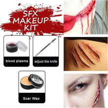 EONFAVE Scar Wax SFX Make Up Kit - Special Effects Fake Molding Wound Skin Wax - Body Paint Halloween Set - Fake Nose Stage Zombie Makeup with Spatula, Scar Wax, Fake Blood Ointment (Wax Kit 02)