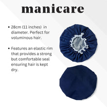 Manicare Luxury Shower cap Blue, One size waterproof bath Hat for Hair protection, Elastic for snug fit and ideal for all hairstyles, machine washable