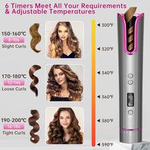 Hair Curlers, MYPIN Portable Cordless Automatic Hair Curlers for Long Hair Curling Wand Rechargeable Curling Iron with Adjustable 4 Temperatures & 6 Timer Settings LCD Display for Hair Styling Tools