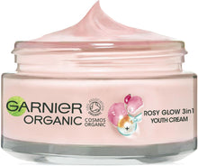 Garnier Youth Organic Rosy Glow 3 in1 Youth Cream with Rosehip Seed Oil, White, 50 ml (Pack of 1)