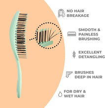 Ninabella Organic Detangle Hair Brush for Women, Men & Children - Does not Pull the Hair - Hair Straightening Brushes for Curly, Straight & Wet Hair - Unique Wave Hairbrush Green
