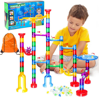 LOYO Marble Run, Marble Runs with Glass Marbles for Kids, Marble Game STEM Educational Learning Toy, Construction Building Toy Gifts for Boys Girls 4 5 6 7 8 + Year Old