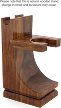 Haryali London Shaving Brush Stand - Walnut Finish - Wooden Shaving Stand - for Safety Razor - Shaving Razor - and Shaving Brush - Shaving Stand with Broad Base - for Heavy Shaving Brush Set