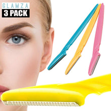 Glamza No Flick 3 Pack Eyebrow Brow Shaper Razor & Dermaplaning Safe Painless Portable Women's Shaver Trimmer Tool Grooming Kit