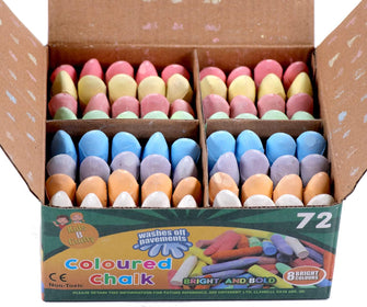 Kids B Crafty 72 Pack Chunky Coloured Chalks - 24 Vibrant Colours, Washable, Pavement Chalk for Kids, Fun Outdoor Garden Toys, Ideal for Toddlers & Artists