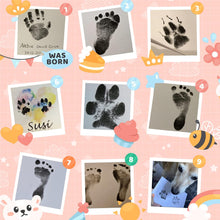 Nabance Baby Handprint and Footprint Kit, 3 Baby Inkless Print Pads, 6 Imprint Cards, Baby Footprint Kit, Safe Non-Toxic for Feet and Hands, Family Keepsake - Black