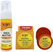 ican London Shea Butter Wrap Set Mousse For Soft Curls,Smooth Hold & Shine 207ml + ican London Shea Butter Edge Control Hair Gel Extra Hold 80g Combo Pack