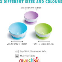 Munchkin Stay Put Baby Suction Bowl Set Baby Bowls for Weaning Baby Feeding Suction Dish Pack for Babies & Toddlers 6 Months+BPA Free Weaning Set for Babies Microwave/Dishwasher Safe  3 Pack