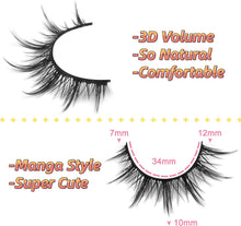 Manga Lashes Natural Look Anime Lashes Wispy Faux Mink False Eyelashes Fluffy Spiky 3D Volume Eye Lashes Korean Japanese Asian Cosplay Fake Eyelashes Look Like Individual Cluster by EYDEVRO(7 Pairs)