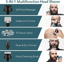 Head Shavers for Bald Men, REHOYO 5 in 1 Electric Shaver for Men, Cordless Rechargeable Rotary Shaver, Wet and Dry Waterproof Electric Razor Grooming Kit with Nose/Hair/Beard Trimmer Clippers