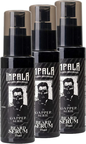 Impala Smoothing Beard Serum for Men  Strengthening and Softening Beard  Adds Shine  Formulated with Non-Toxic Ingredients Cruelty-Free  Gift For Men  75ml - Pack of 3