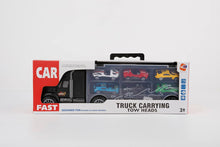 m zimoon Car Transporter Truck Toy, Transport Car Carrier Truck Toy Set with 8pcs Accessories and 6pcs Mini Metal Cars Gift for 3-12 Years Old Boys Girls Children