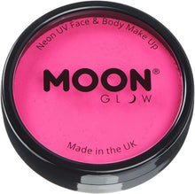 Pro Intense Neon UV Face & Body Paint Cake Pots by Moon Glow - Intense Pink - Professional Water Based Face Paint Makeup for Adults, Kids - 36g