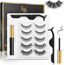 Magnetic Eyelashes, Larbois 5 Paires Mangetic Lashes Natural Look with Magnetic Eyeliner, Self AdhesiveReusable Fake Eyelashes With Applicator and Tweezers Kit,Waterproof Long-Lasting No Glue Needed