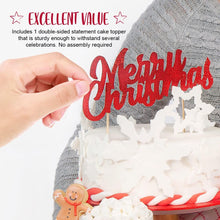 Glitter Merry Christmas Cake Topper Red