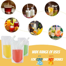 15pcs Clear Drink Pouches for Festivals with Funnel and Stickers, Leak Proof Alcohol Juice Liquid Pouches Bags, Beverage Bags Festival Essentials, Plastic Hip Flask for Parties, Picnic, Travel, Sports