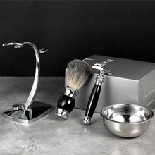 GRUTTI Shaving Set, Deluxe Chrome Razor and Brush Stand with Soap Bowl and Badger Hair Shaving Brush and Safety Razor (Double Edge) (Badger Hair Version)