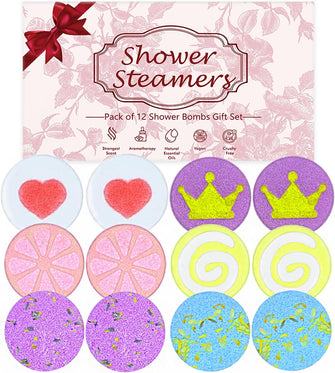 Lanwexy Shower Steamers, 12 PCS Shower Bombs for Women and Men Gifts, Aromatherapy Bath Bombs Shower Tablets with Natural Essential Oils for Birthday, Christmas, Valentines Gifts