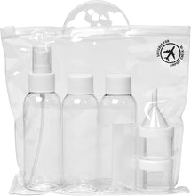 Manicare Travel Bottles, Leak Proof Refillable Set, Clear Containers And Bottles For Liquids, Gels And Creams, Shampoo, Cleanser, Shower Gels, Transparant Zip Bag, For Holiday And Business Travel