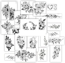 Nirbffo 21Sheets Black Temporary Tattoos Rose Sexy Realistic Body Art Rose Flower Fake Tattoo Stickers Waterproof Lasting Fake Tattoos for Women Girls