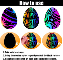 AUXHCYL 30Pcs Easter Scratch Art, Egg Decorations Papers,Easter Crafts for Kids, Easter Activity Arts Gifts for Kids Party Bag Fillers