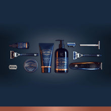 King C. Gillette Range Beard Grooming Kit for Men, Neck Razor + 3 blades + Shave Gel + Beard And Face Wash + Beard Oil + Beard Comb + Razor Stand, Gifts For Men