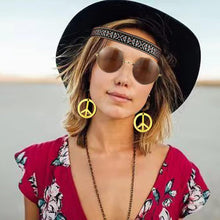 DMQ Hippie Costume Set, Includes Retro Round Sunglasses Peace Sign Necklace Peace Sign Earrings Bohemia Headband, 70s accessories for women Hippie Party Supplies