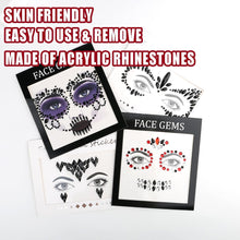 Bowitzki Face Jewels Halloween Rhinestone Stickers Self Adhesive Crystal Makeup Face Gems Stick for Festival Accessory Decorations (C)