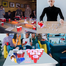 Faburo Beer Pong Set, Drinking Games for Adults, Beer Pong Game Set 16oz Blue & Red Plastic Beer Pong Cups and Balls for American Party Games,Birthday Parties and Office(30 Cups,6 Balls, 10 Dice)