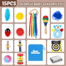 Joyreal 15 Pcs Sensory Toys for Babies, Newborn Baby Toys 0-6 Month, Rattles, Foil Blanket, Rainmaker, Scarves, Ribbons, Maracas, Baby Sensory Box for Autism ADHD, Baby Gifts for 6-12 Months