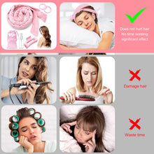 Heatless Curlers Headband Soft Hair Rollers with Clips No Heat Hair Curlers Satin Heatless Curling Set for Long Medium Hair (Pink)