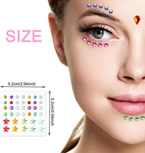 AWAVM 9 Sheets Festival Face Gems Stick on, Self-Adhesive Face Jewels Stickers Face Diamonds Rhinestones for Makeup, Nail Gems Stickers for Face Eye Arm Body Nail Decoration Party