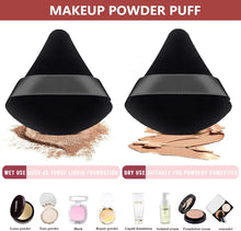 2 Pcs Powder Puff Face Triangle Make Up Sponges Soft Reusable Triangle Sponges with Strap for Loose Body Eyes Cosmetic Foundation Wet Dry Beauty Makeup Tool Puffs Setting Cushion Large Soft,Black