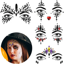 Bowitzki Face Jewels Halloween Rhinestone Stickers Self Adhesive Crystal Makeup Face Gems Stick for Festival Accessory Decorations (A)