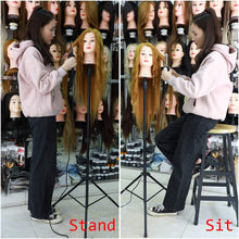 Mannequin Head Stand, DanseeMeibr Plus Adjustable Wig Stand Tripod (32.8-53.5Inch) Metal Wig Head Stand Head Stand for Hairdressing Training Canvas Head with Carry Bag