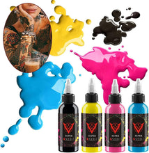 14 Piece Tattoo Ink Set, 14 Colour Pigment Set,Ink Tattoo Supplies, Permanent Supplies, 1oz (30ml/Bottle), for 3D Makeup and Cosmetic Tattoo Enthusiasts.