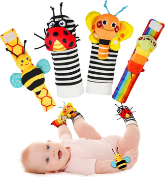 Infinno Wrist Rattle Socks and Foot Finder Baby Toy, Baby Toy, Educational Toy for Newborn Boys and Girls, 0-12 Months Baby Gifts for Baby Shower, Baby Birthday
