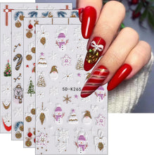 JMEOWIO 3D Embossed Christmas Nail Art Stickers Decals Self-Adhesive 5D Cute Snowman Snowflake Xmas Winter Holiday Nail Supplies Nail Art Design Decoration Accessories 4 Sheets