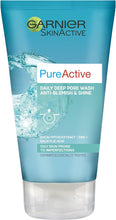 Garnier Pure Active Anti-Blackhead Deep Pore Face Wash 150ml, Face Cleanser For Oily Skin, With Zinc & Salicylic Acid - Removes Excess Oil, Unclogs Pores & Reduces Blackheads, Dermatologically Tested