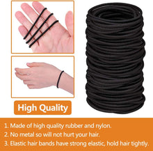 100 PCS Elastic Hair Bands, 2mm Elastic Hair Ties Ponytail Holders, Bulk Hair Ties No Metal Gentle Elastics for Women Men Girls Kids (Black)