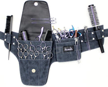 Hairdressing Scissor Bag Hip Holster Pouch Kassaki Blue Denim Look holds 10 scissors