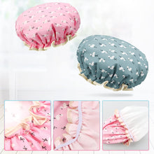 2 Pcs Shower Cap Elastic Band Waterproof Bath Caps Double Layers Reusable With Ruffled Edge Covering Ears for Girls and Women